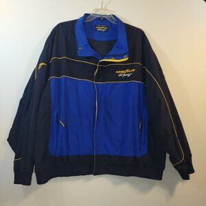 Goodyear Racing Men's Blue & Black Full-Zip Jacket with Yellow Piping Size -XXXL